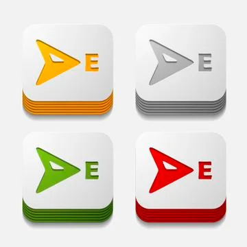 Square button: compass Stock Illustration