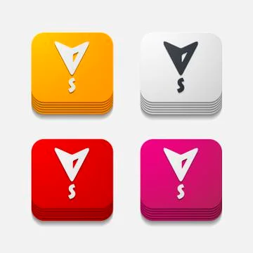 Square button: compass Stock Illustration