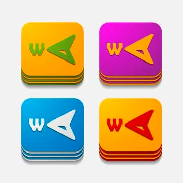 Square button: compass Stock Illustration