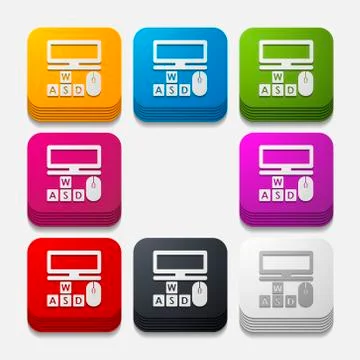 Square button: computer Stockillustratie