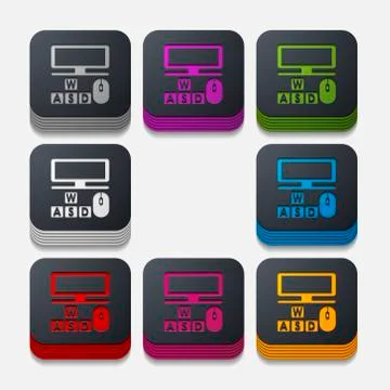 Square button: computer 스톡 일러스트