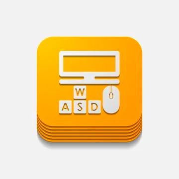 Square button: computer 스톡 일러스트