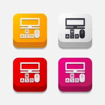 Square button: computer 스톡 일러스트