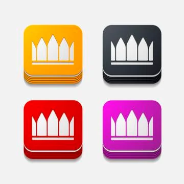 Square button: crown Stock Illustration