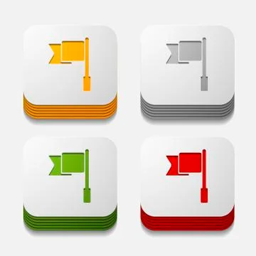 Square button: flag Stock Illustration