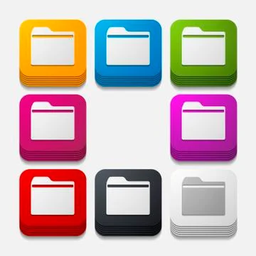 Square button: folder Illustrazione stock