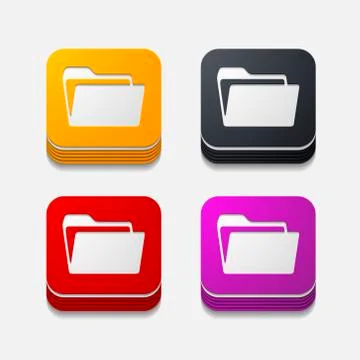 Square button: folder イラスト素材
