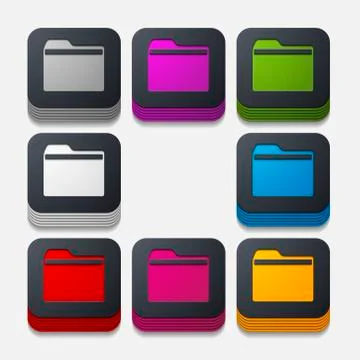 Square button: folder Stock Illustration
