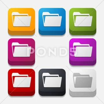 Square button: folder Illustrazione stock