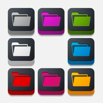 Square button: folder Illustrazione stock