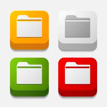 Square button: folder Illustrazione stock