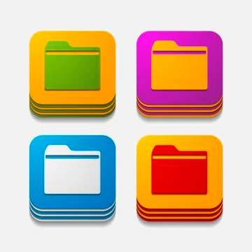 Square button: folder Illustrazione stock