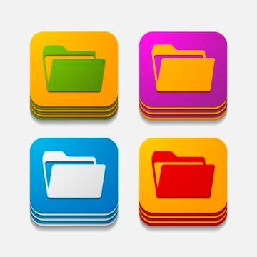 Square button: folder Illustrazione stock
