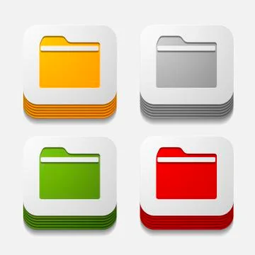 Square button: folder Illustrazione stock