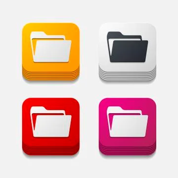Square button: folder イラスト素材