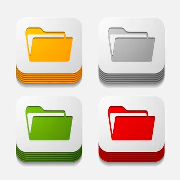 Square button: folder Illustrazione stock