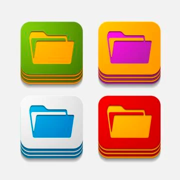 Square button: folder Illustrazione stock