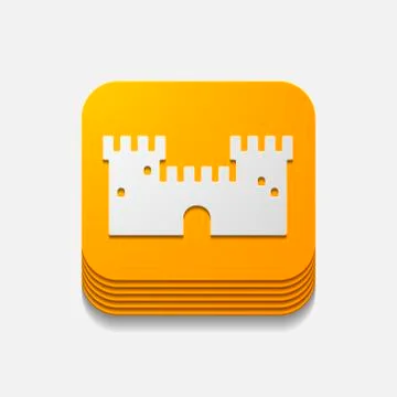 Square button: fortress Stock Illustration