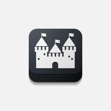 Square button: fortress Stock Illustration