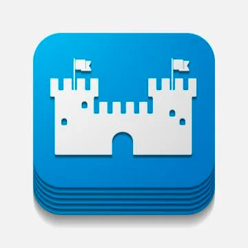 Square button: fortress Stock Illustration