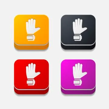 Square button: gloves Stock Illustration