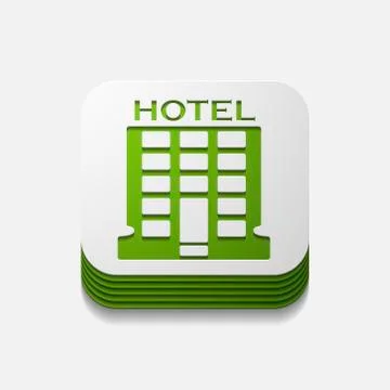 Square button: hotel Stock Illustration