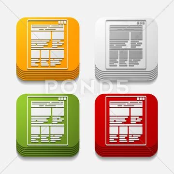 Square button: interface Illustrazione stock