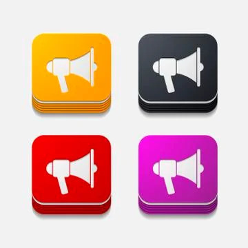 Square button: megaphone Stock Illustration