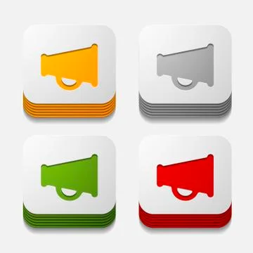 Square button: megaphone Stock Illustration