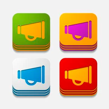 Square button: megaphone Stock Illustration
