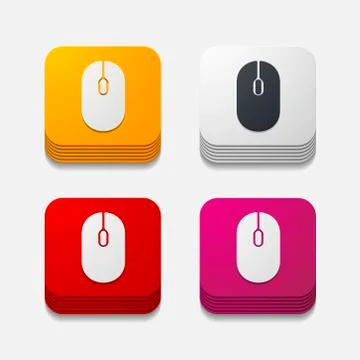 Square button: mouse Stock Illustration