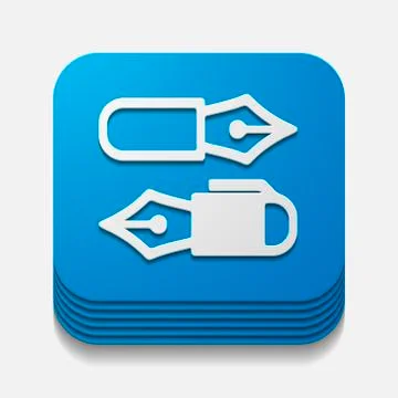 Square button: pen Stock Illustration