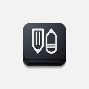 Square button: pencil Stock Illustration