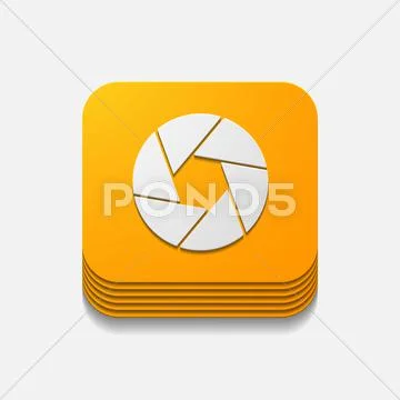 Square button: photo Stock Illustration