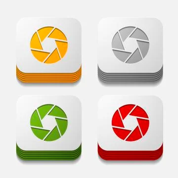 Square button: photo Stock Illustration