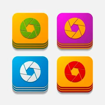 Square button: photo Stock Illustration