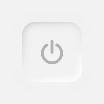 Square button with the power symbol on a white background. Stock Illustration