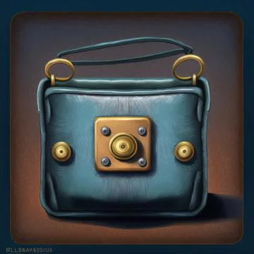 Square button: purse Stock Illustration