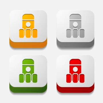 Square button: rocket Stock Illustration