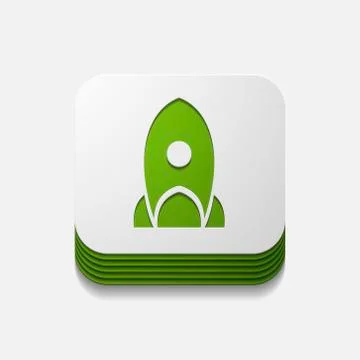 Square button: rocket Stock Illustration