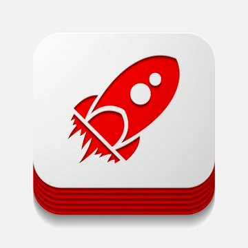 Square button: rocket Stock Illustration