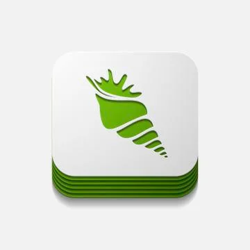 Square button: shell Stock Illustration