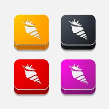 Square button: shell Stock Illustration