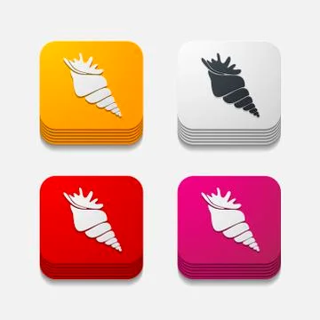 Square button: shell Stock Illustration