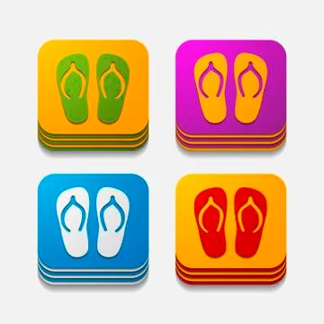Square button: slippers Stock Illustration