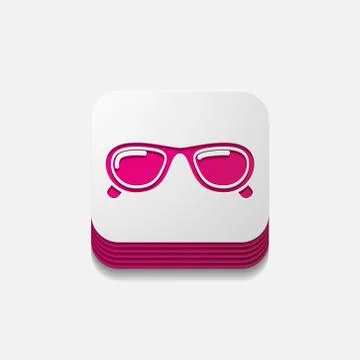 Square button: sunglasses Illustrazione stock