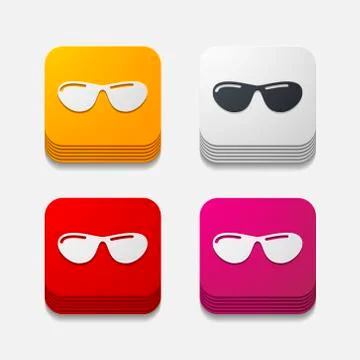 Square button: sunglasses Illustrazione stock