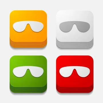 Square button: sunglasses Illustrazione stock