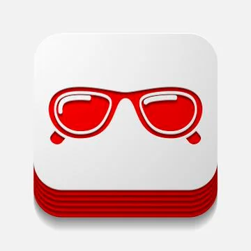 Square button: sunglasses Illustrazione stock