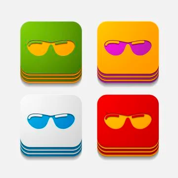 Square button: sunglasses Illustrazione stock
